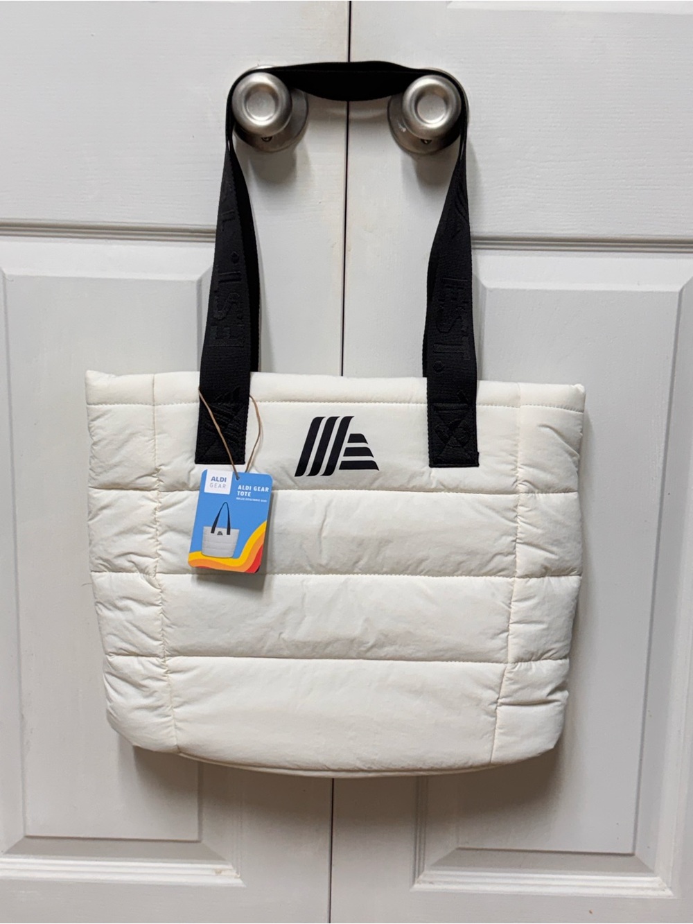 NWT - Aldi Gear 50th Anniversary White Puffy Tote Bag Limited Edition 2026